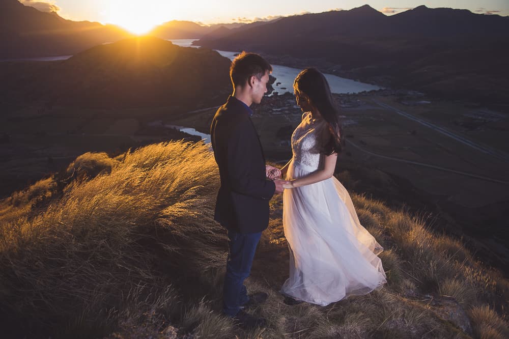 Remarkables sunset Trash The Dress session Pre-wedding shoot romantic