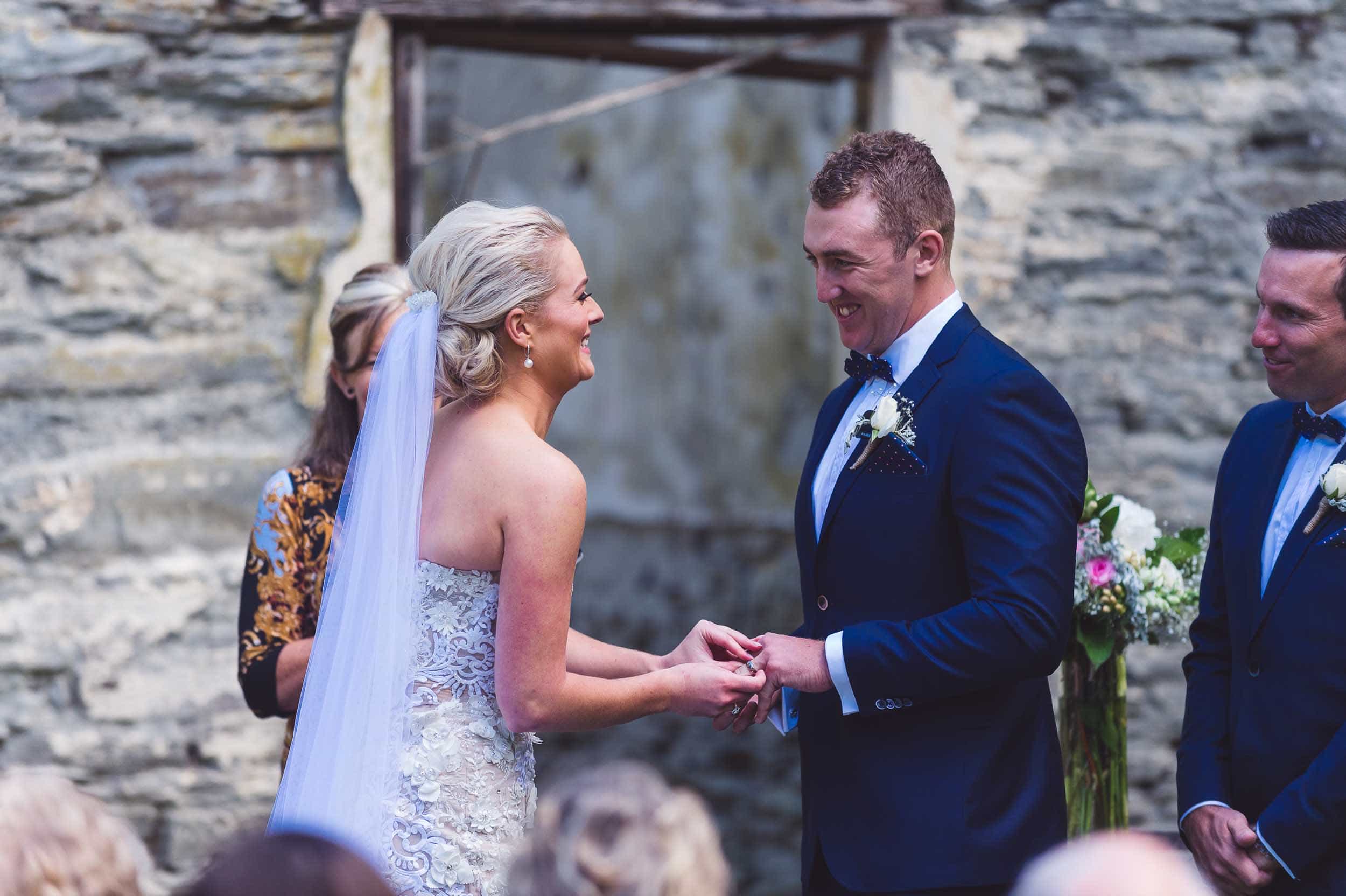 Thurlby Domain ruins wedding ceremony bride groom