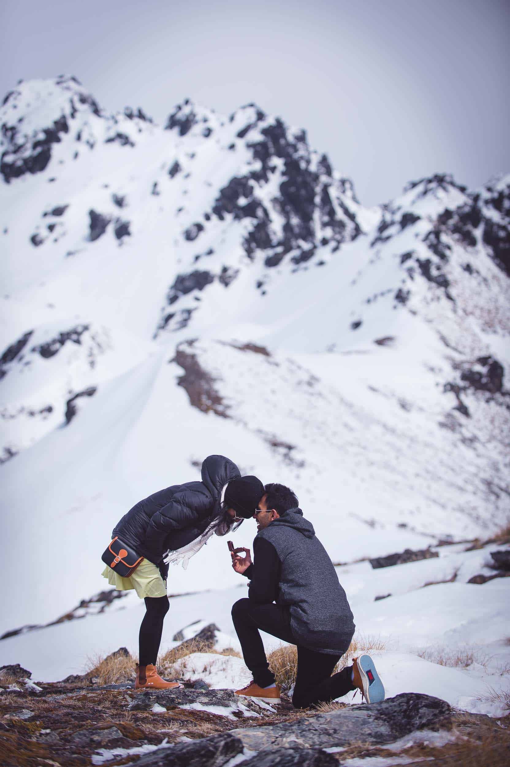 Surprise Cecil Peak Heli Proposal Heliworks Queenstown Fallon Photography