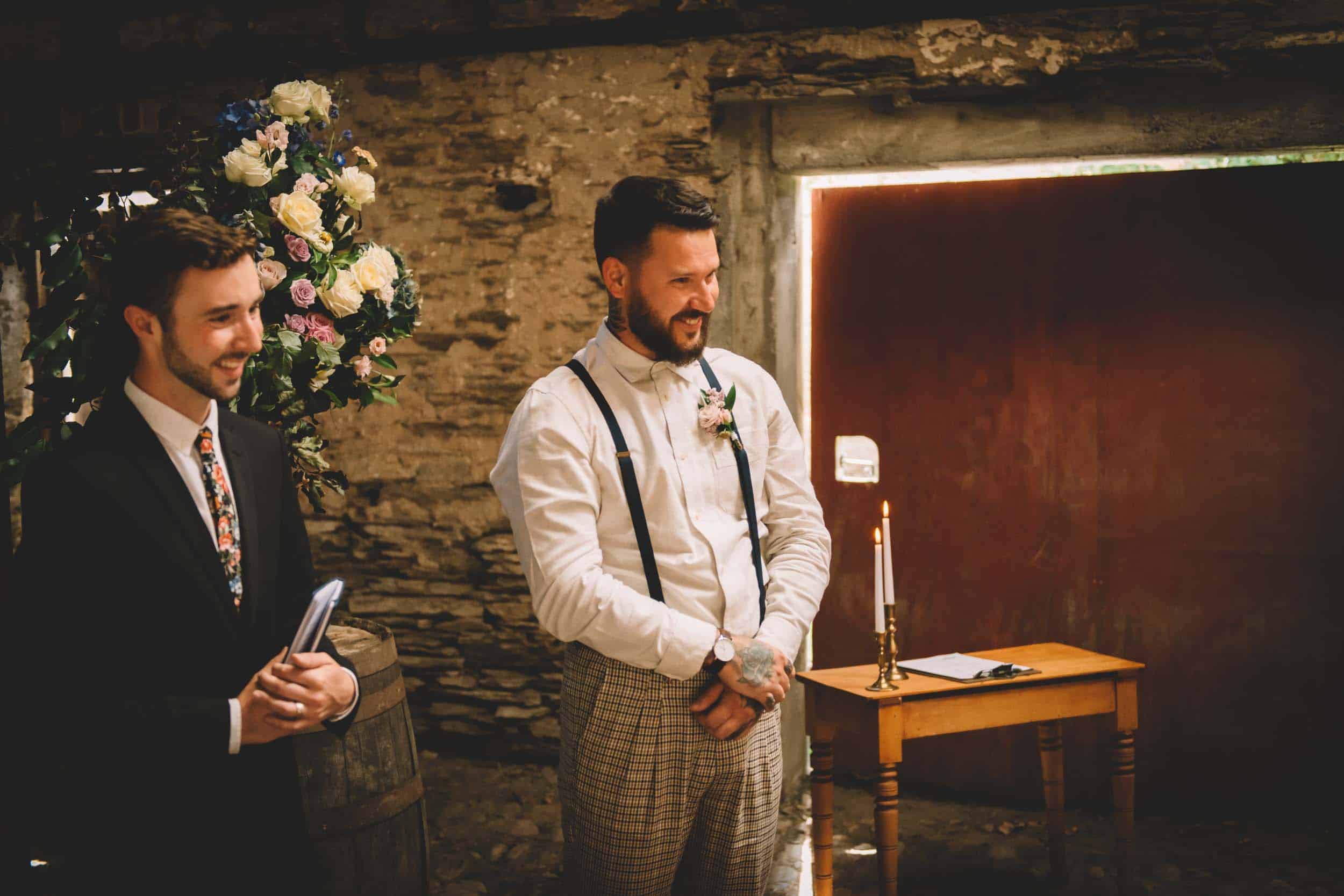 Nick & Nina's Thurlby Domain Elopement old stone stables wedding ceremony