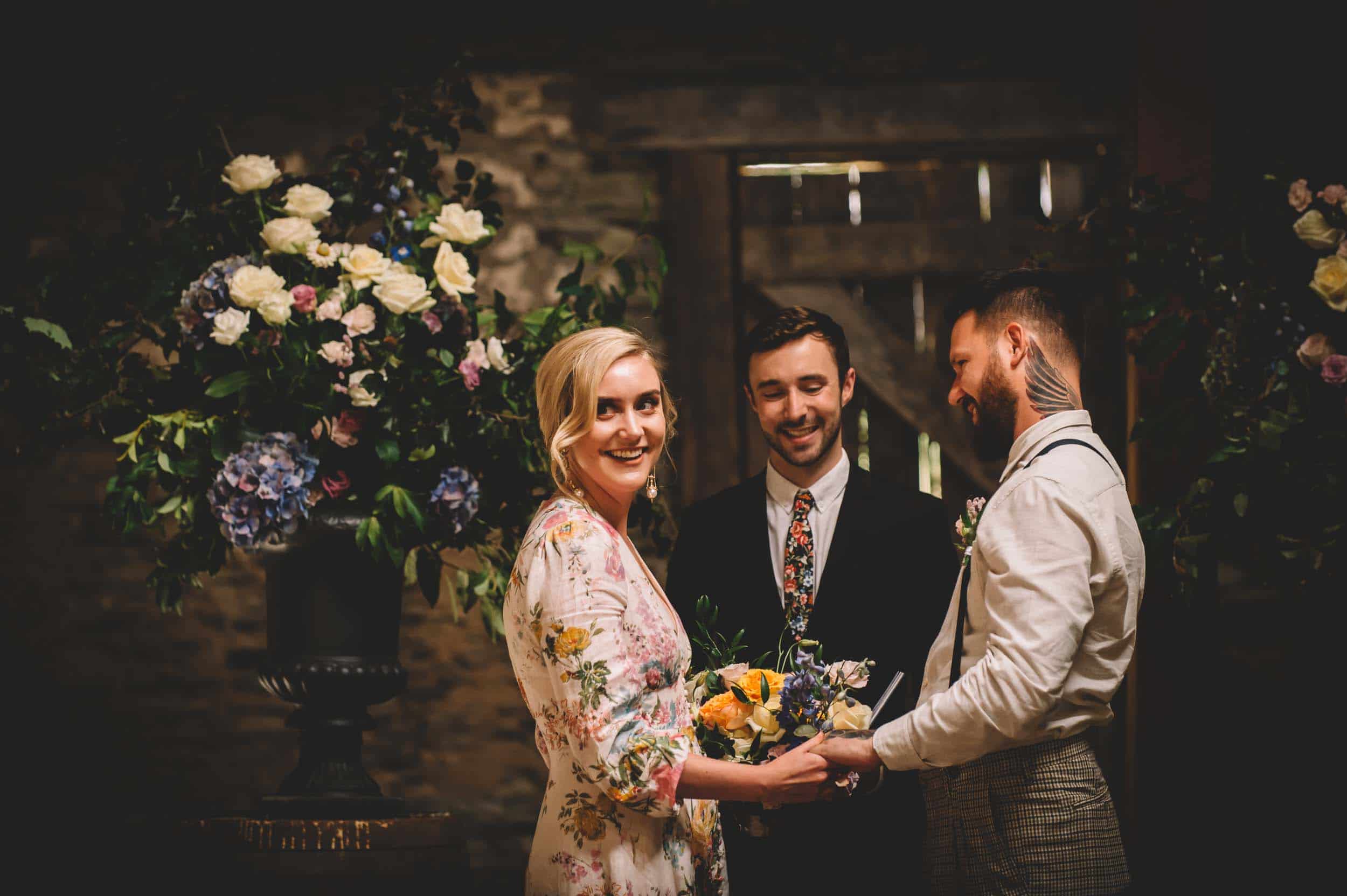 Nick & Nina's Thurlby Domain Elopement old stone stables wedding ceremony