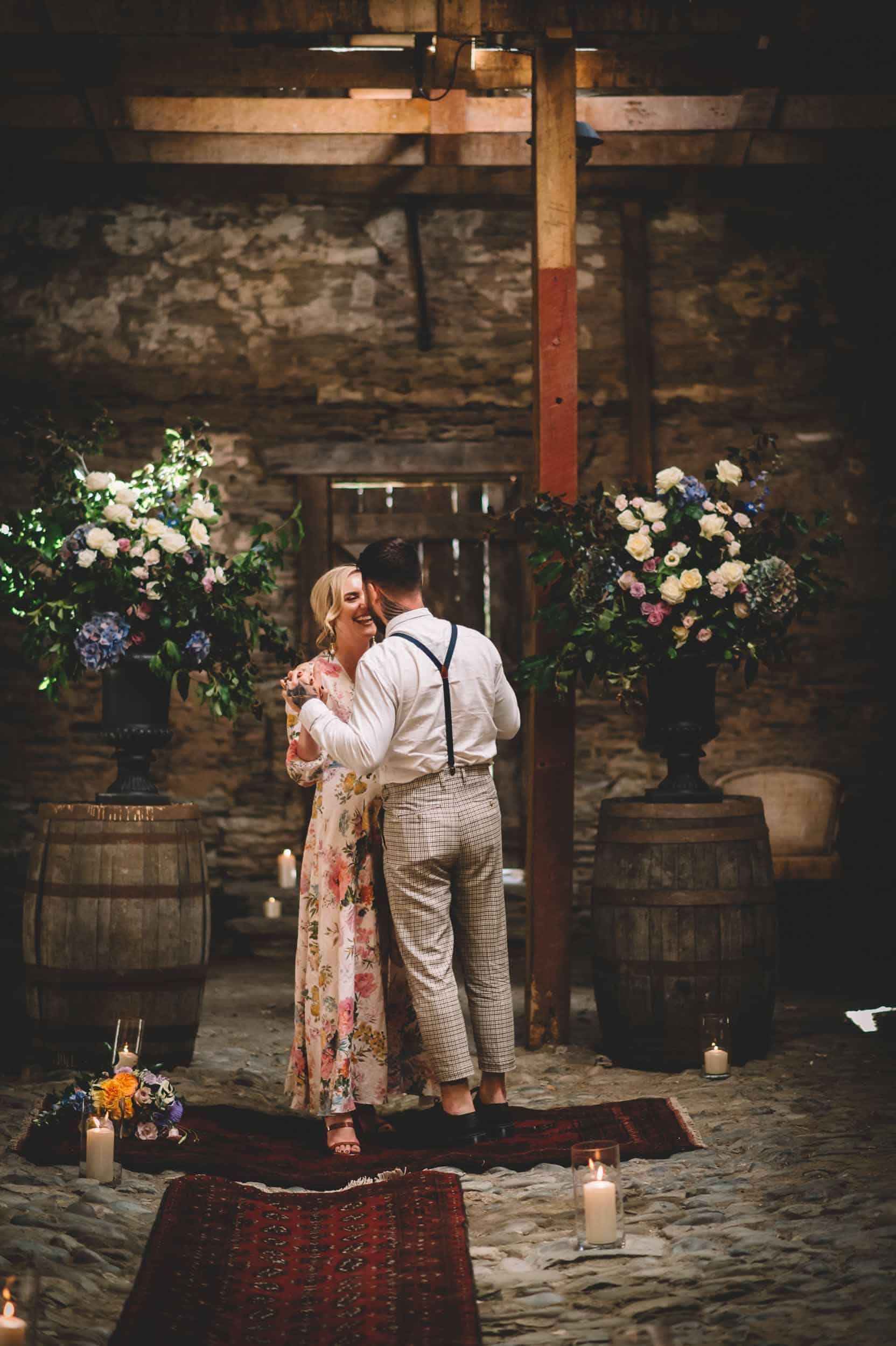 Nick & Nina's Thurlby Domain Elopement old stone stables bride & groom photos