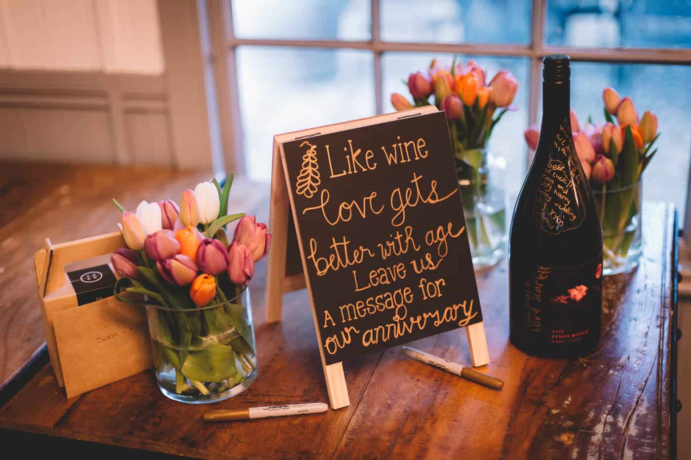 Sam and Kirk's Wedding Reception at Akarua Wines and Kitchen by Artisan guest book
