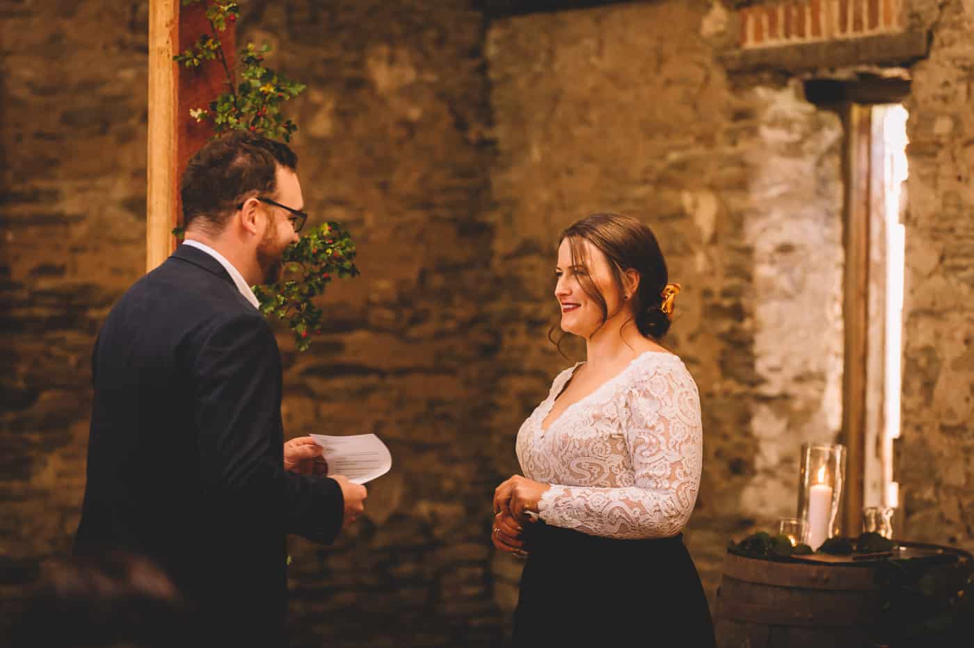 Sam & Kirk's Thurlby Domain Elopement - ceremony with Jodie Stuart Celebrant exchanging vows