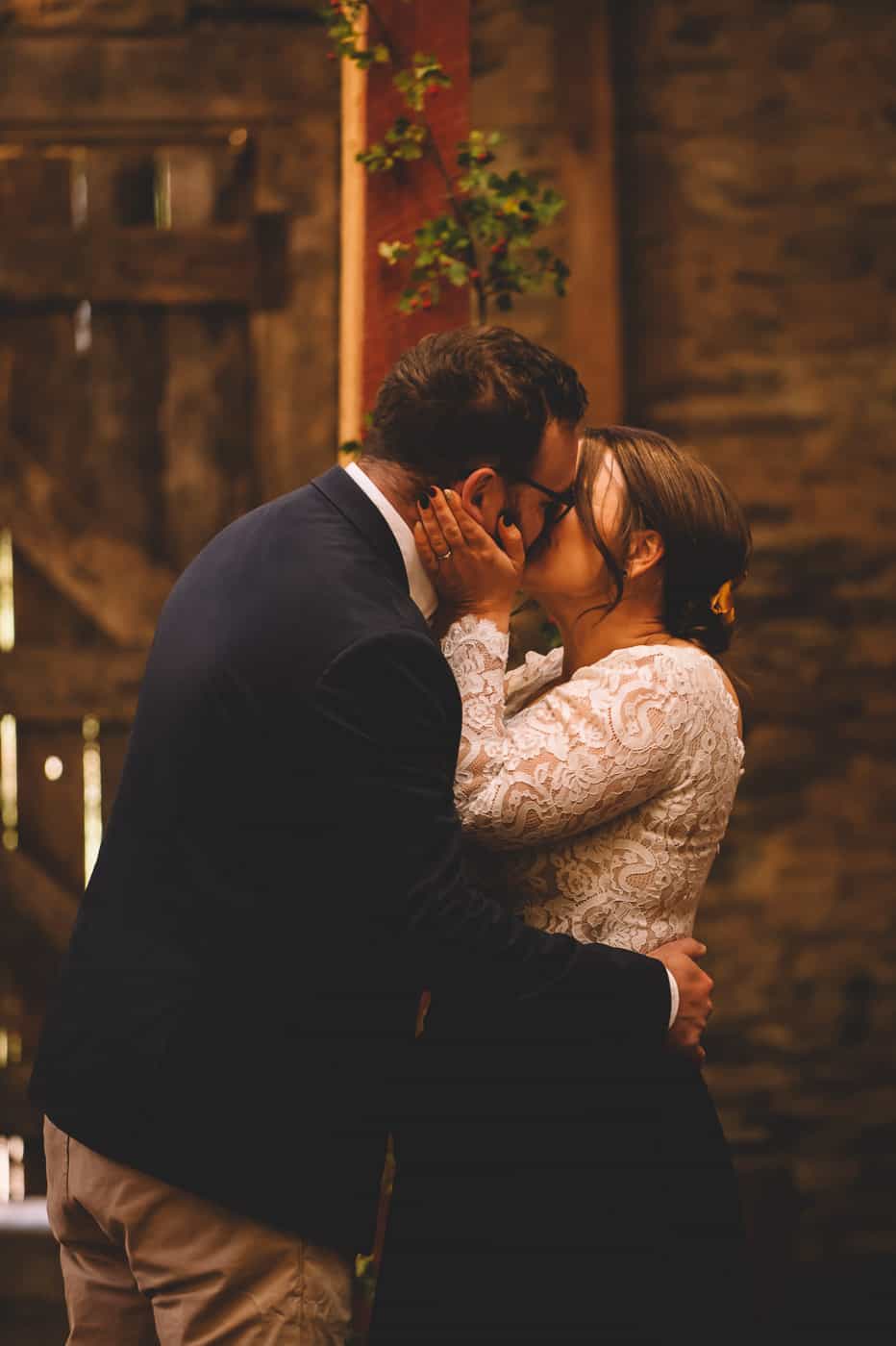 Sam & Kirk's Thurlby Domain Elopement - ceremony with Jodie Stuart Celebrant First Kiss