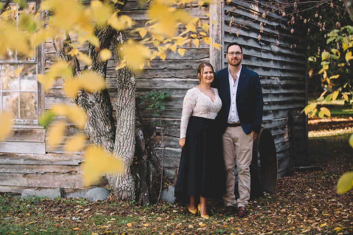 Sam & Kirk's Thurlby Domain Elopement - bride and groom photo autumn colours old cottage