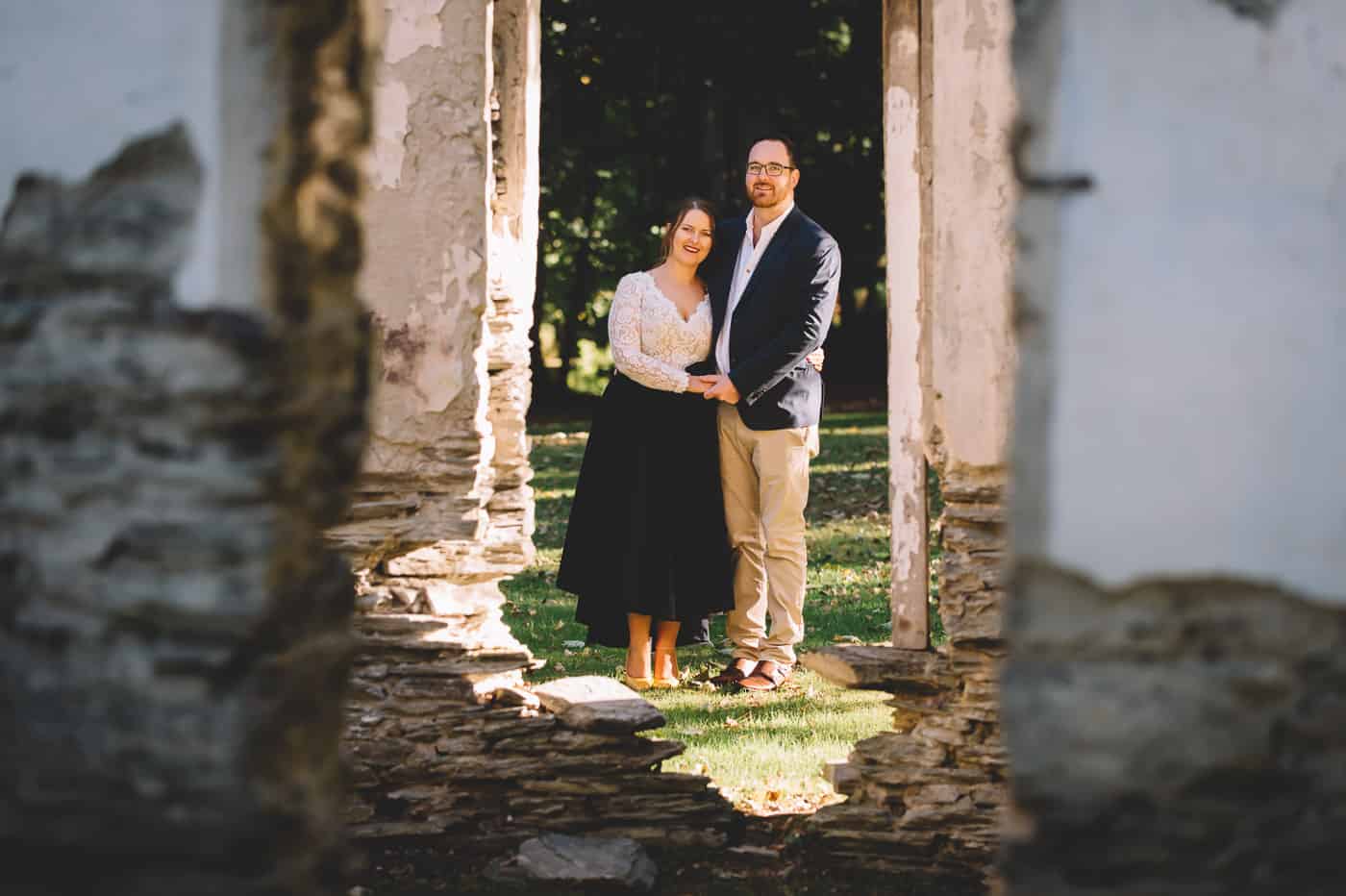 Sam & Kirk's Thurlby Domain Elopement - bride and groom photo autumn colours old ruins