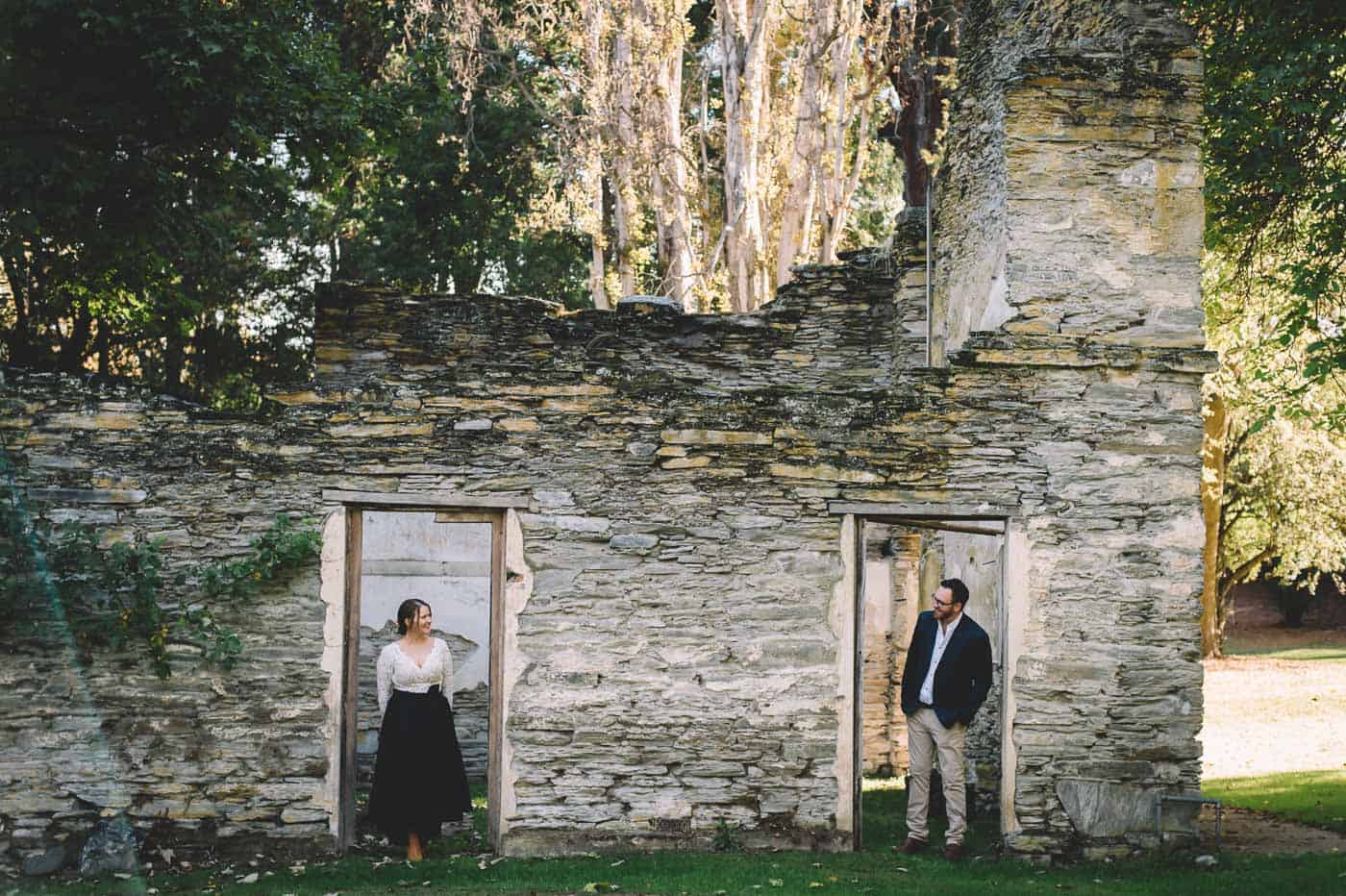 Sam & Kirk's Thurlby Domain Elopement - bride and groom photo autumn colours old ruins