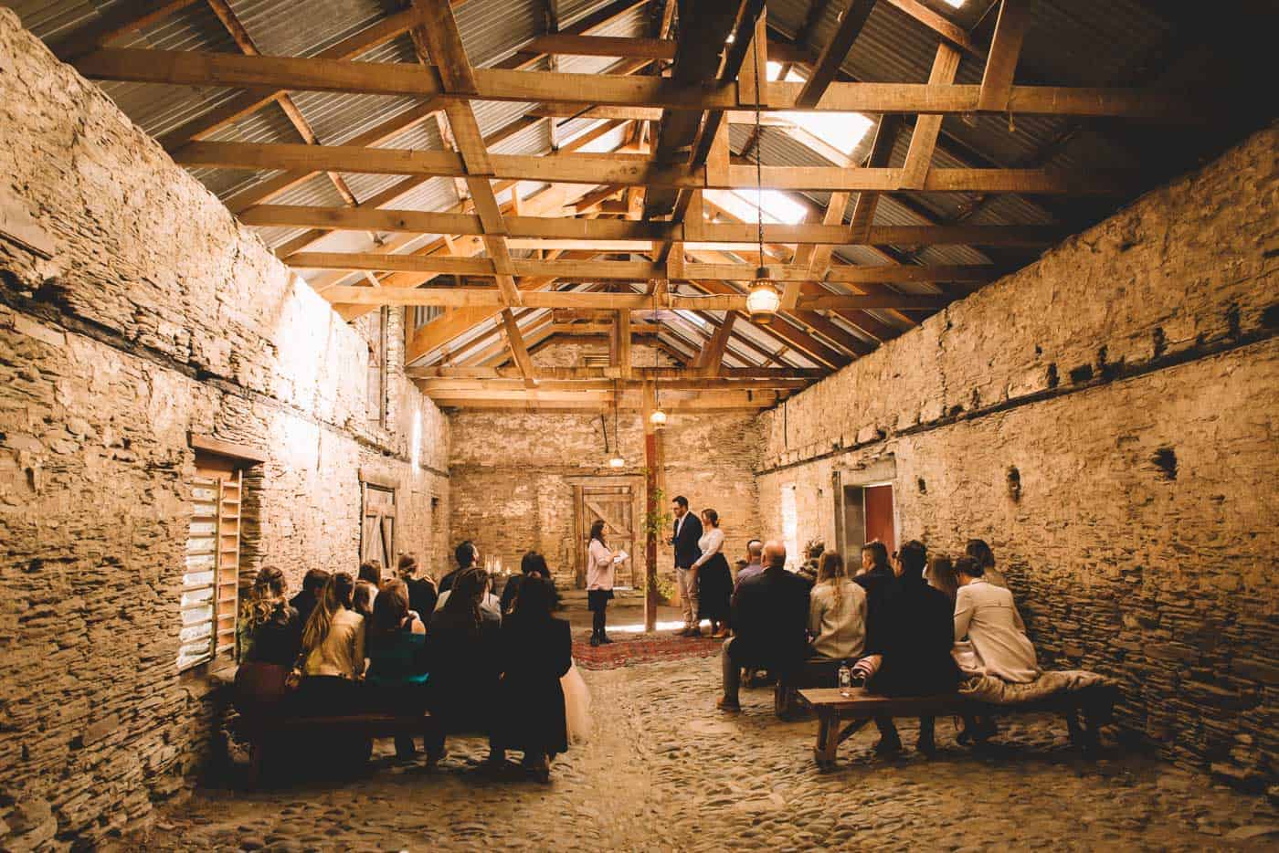 Sam & Kirk's Thurlby Domain Elopement - ceremony in the old stone stables with Jodie Stuart Wedding Celebrant