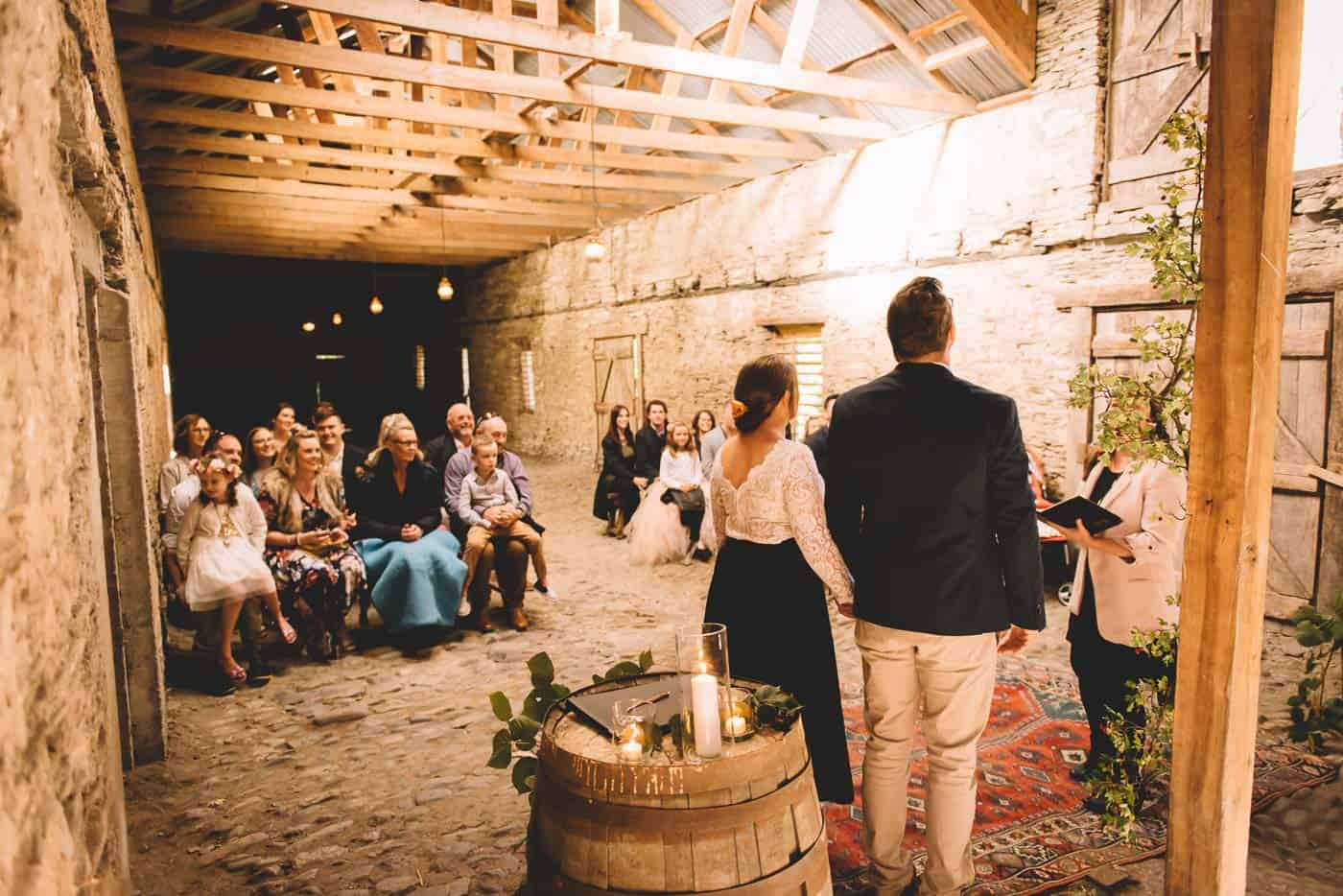 Sam & Kirk's Thurlby Domain Elopement - ceremony in the old stone stables with Jodie Stuart Wedding Celebrant