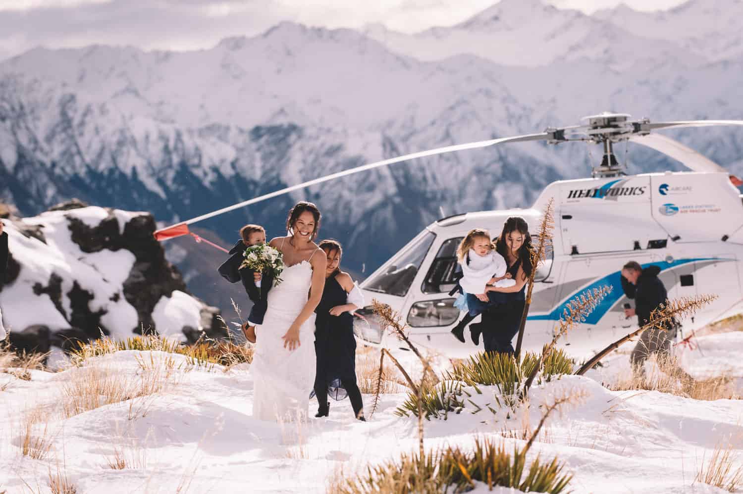 blog post featured image extreme heli weddingSnowy Cecil Peak Heli Wedding